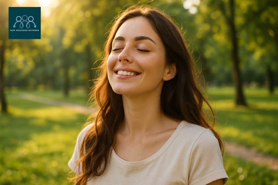 Counselling in Highcliffe woman feeling happy