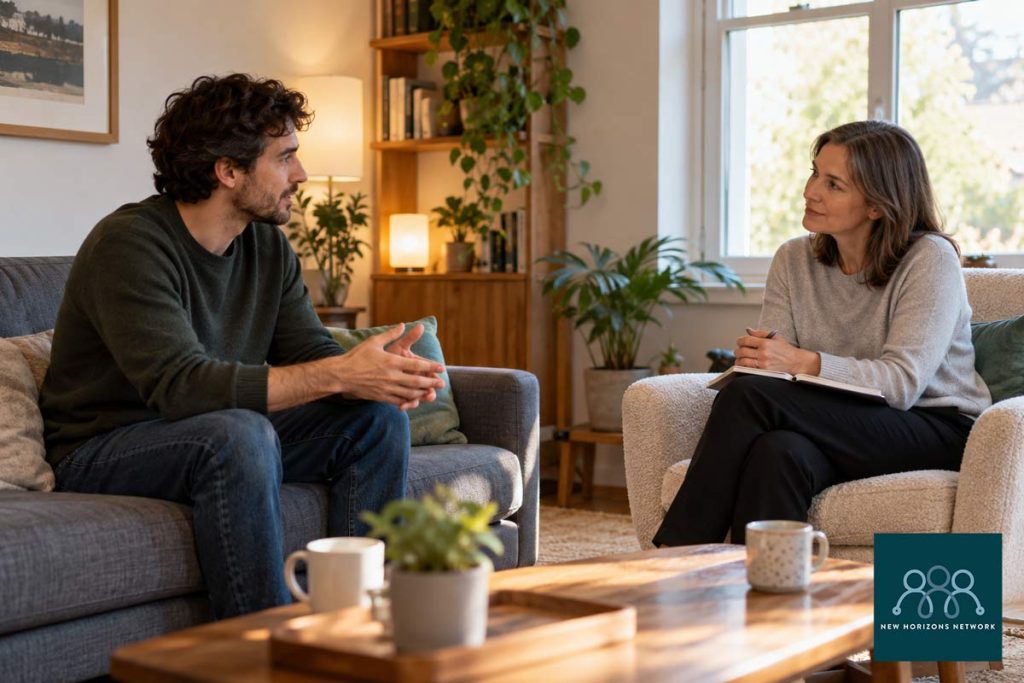 Alt text: Adult receiving professional therapy and support for obsessive compulsive disorder.