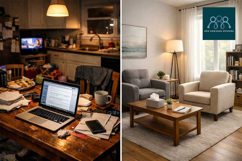 Comparison of professional therapy room versus home working environment