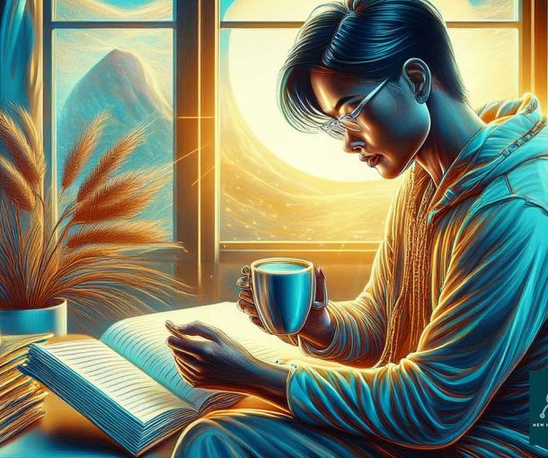 Reflective illustration representing mental health reflection at the start of a new year.